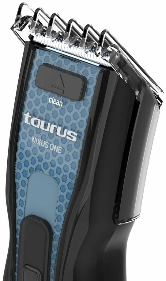 Taurus Nixus One nerūdijančio plieno plaukų kirpimo mašinėlė, 7 kirpimo lygiai, 8000 aps./min., 60 min. veikimo trukmė, belaidė, safe cut sistema, click & clean galvutė, su priedais
