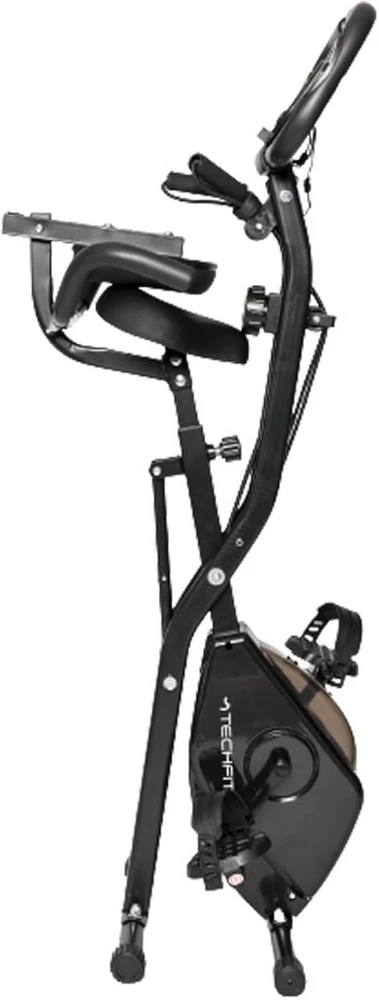Techfit Sulankstomas treniruoklis dviratis su 8 pasipriešinimo lygiais ir 4kg smagračio mase - Lcd ekranas, pulso jutikliai, atlošas, vietą taupantis, treniruoklis dviratis su treniruočių juostomis namams, 120 kg apkrovos talpa