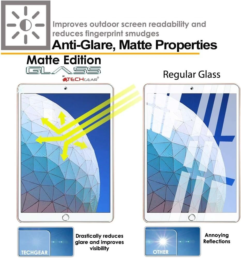 Techgear ipad pro 10.5, ipad air 2019 matinis ekrano apsaugos skydelis - matinis anti-glare ekrano apsaugos padėklas, originalus grūdinto stiklo ekrano apsaugos skydelis, suderinamas su ipad pro 10.5 / air 10.5