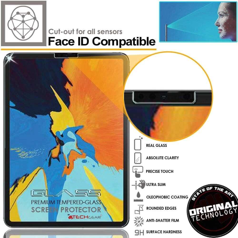 Techgear stiklo ekrano apsauga, suderinama su ipad pro 11 (4-os, 3-ios, 2-os, 1-os kartos), ipad air 4-os, 5-os kartos grūdinto stiklo ekrano apsauga