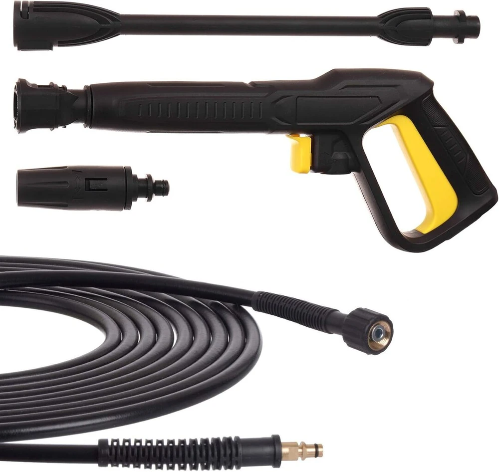 Techkar slėgio plovimo pistoletas 5 m aukšto slėgio žarna ir antgalis - Kärcher K2 - K5 priedai - Vario reguliuojamas antgalis slėgio plovimo įrenginiams - Click Quick Connect - M22 x 1.5