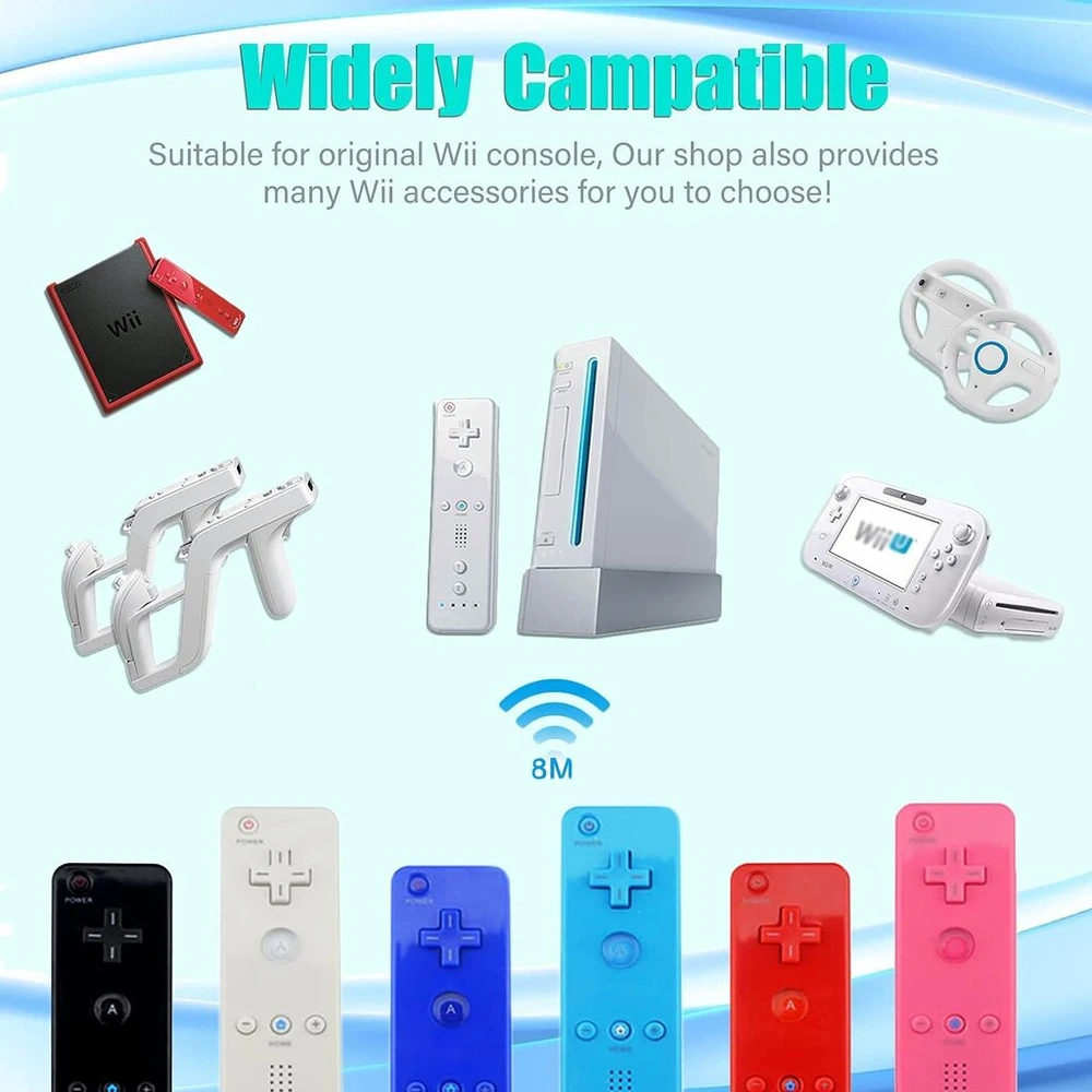 Techken Wii valdiklis su Nunchuck - nuotolinio valdymo pultas ir pakaitinis valdiklis, skirtas Wii (be Motion Plus) - juodas + baltas