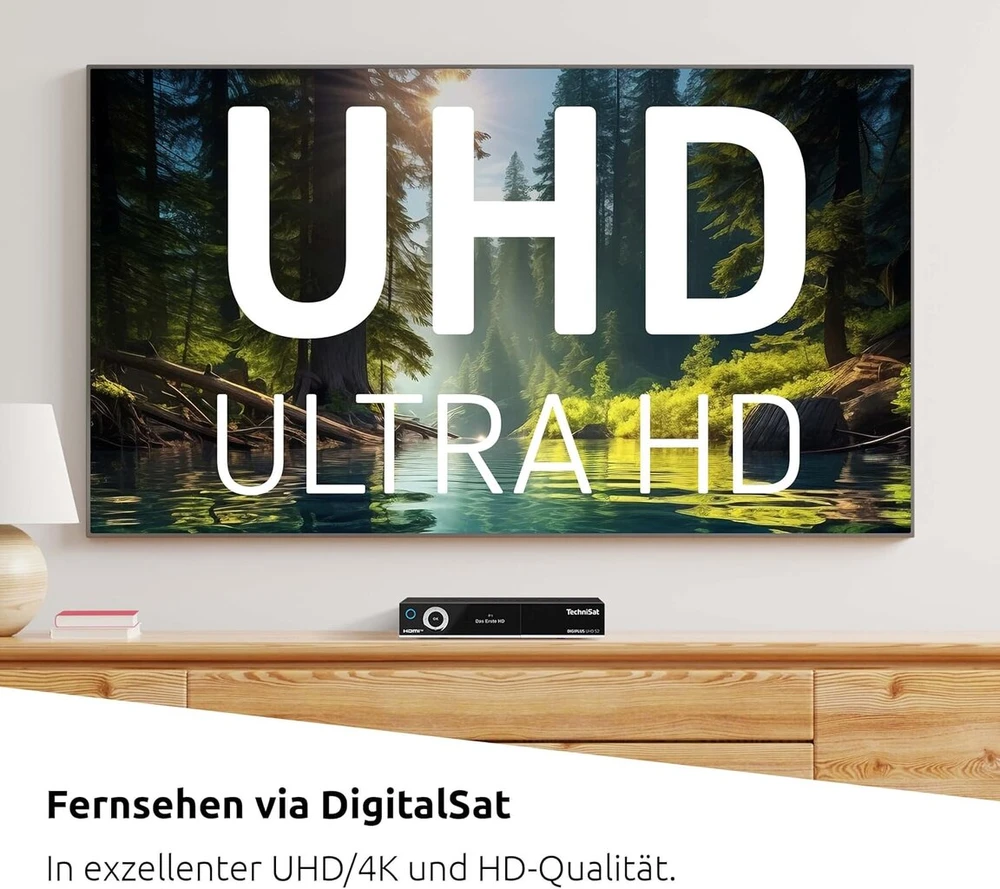 Technisat Digiplus Uhd S2-4k palydovinis imtuvas su alfanumeriniu ekranu ir dvigubu imtuvu (dvb-s/dvb-s2, Hevc, H.265, Pvr įrašymo funkcija, Wlan, Lan, Ci+, Usb, Oled) juodas