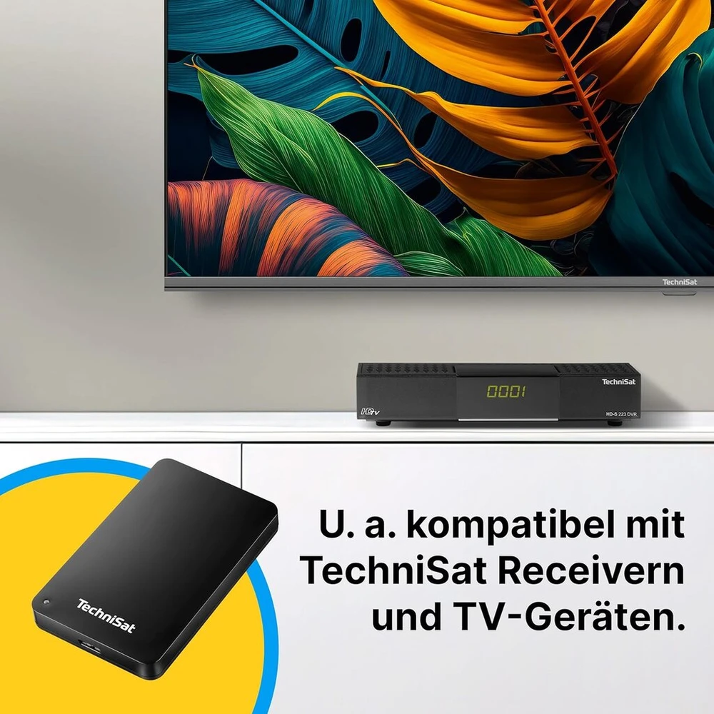 Technisat Streamstore 24-2.5 colių Usb 3.2 išorinis kietasis diskas su 1 Tb talpos ir Led ekranu (1000 Gb talpa, duomenų perdavimo sparta 5 Gb/s, Usb A tipo kabelis)