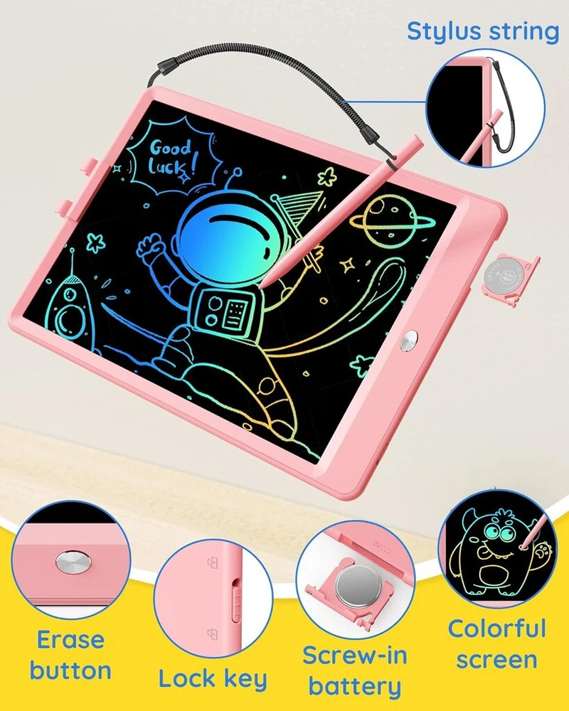Tekfun piešimo lenta, magiška lenta 8.5 colių lcd rašymo lenta, žaislas vaikams nuo 3 4 5 6 7 8 metų, berniukams ir mergaitėms, draugiška aplinkai, ryški, spalvinga rašymo planšetė, mokomasis žaislas
