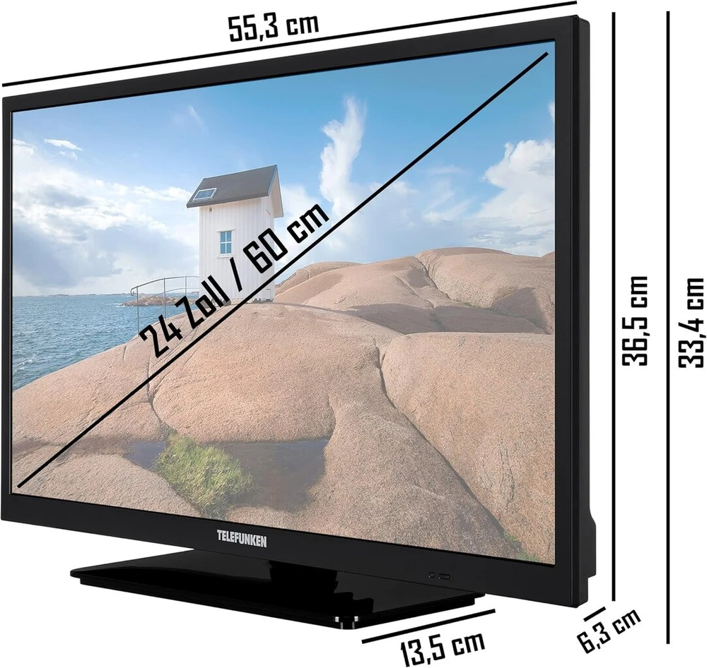Telefunken Xh24sn550mvd 24 colių televizorius/išmanusis televizorius (hd ready, hdr, trigubas imtuvas, 12 voltų, dvd grotuvas) - 6 mėnesiai hd+ įtraukta [2023], juodas