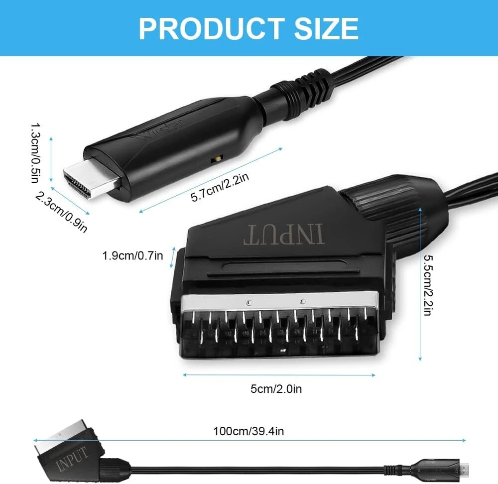 Televizorius Axfee scart į hdmi konverteris - viskas viename su scart įvesties kabeliu ir hdmi išvesties prievadu, hd 1080p vaizdo ir garso adapteris, skirtas hdtv stb vhs XBOX ps3 sky dvd blu-ray