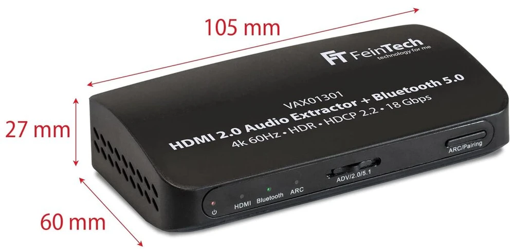 Televizorius Feintech Vax01301 hdmi audio ištraukiklis bluetooth adapteris keitiklis 4k 60hz arc