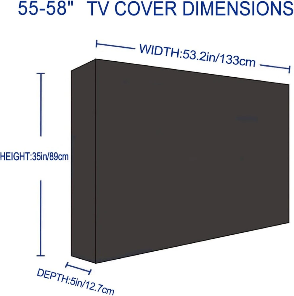 Televizorius Nonmon tv uždangalas 55–58 colių televizoriui, apsauginis dėklas nuo dulkių lauke, 600d oksfordo pvc danga, tvirtas vandeniui atsparus lauko ekrano apsaugos universalus ekrano apsaugos televizoriui