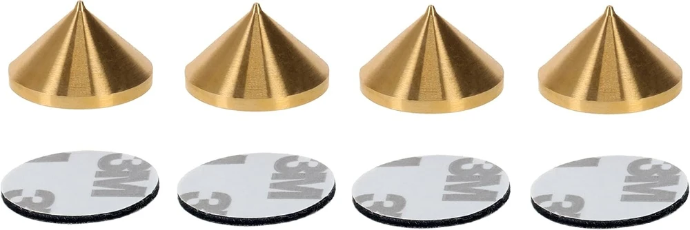 Televizorius Precisiongeek 20 mm skersmens žalvariniai smailiai ir padeliai hifi kolonėlėms, stovams, spintelėms, garso juostoms