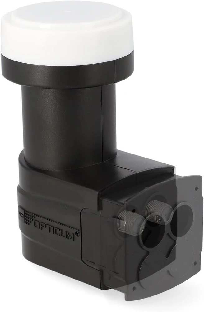 Televizorius Raudona Opticum 03h Series Twin Lnb: Lnb 4x Digital Hd 4k, du išėjimai Dvb-s2, atsparus oro sąlygoms su apsauga nuo lietaus, suderinamas su sat finder, kompaktiškas ir lengvas