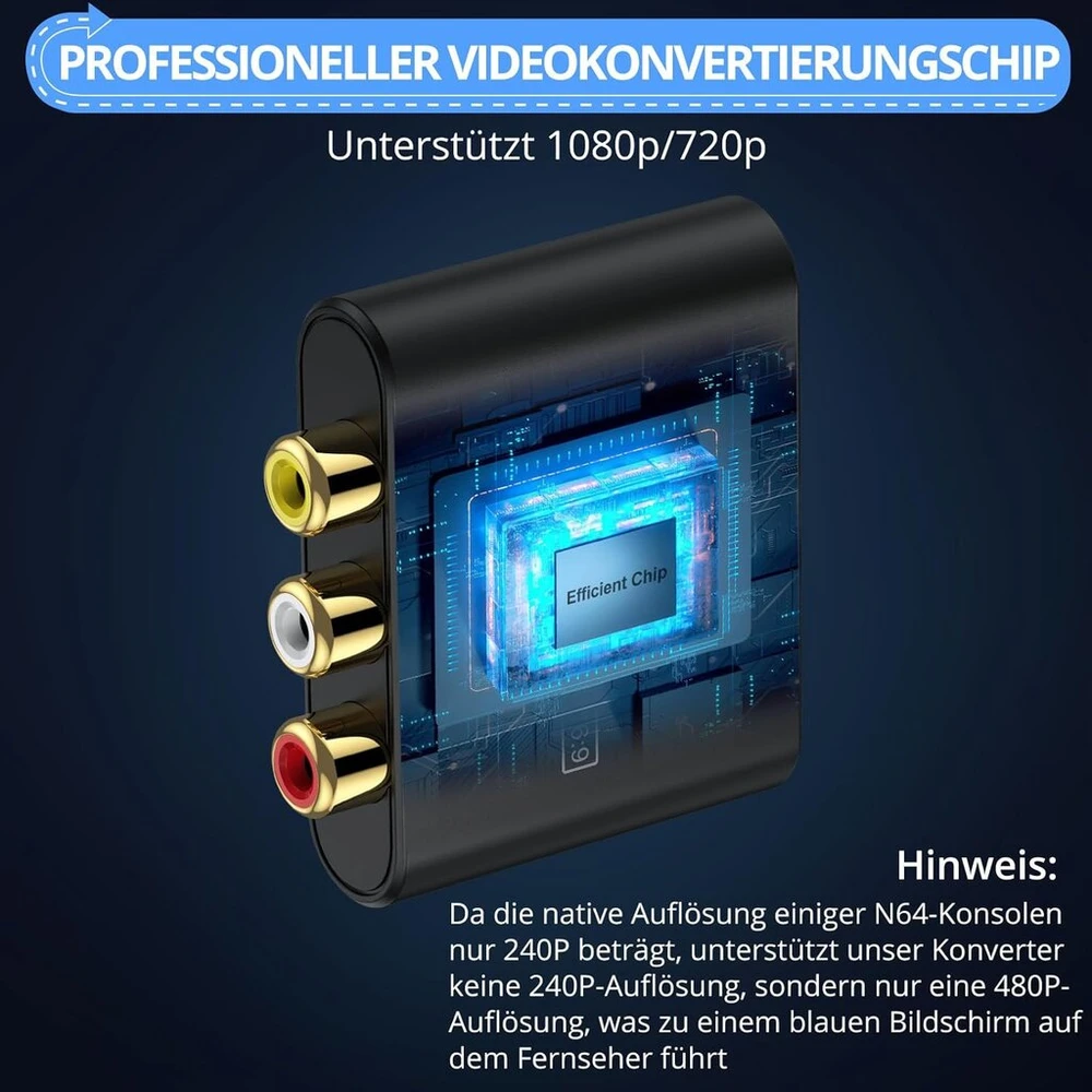 Televizorius Rca į Hdmi keitiklis, Av į Hdmi adapteris 1080p su vaizdo formato pasirinkimu