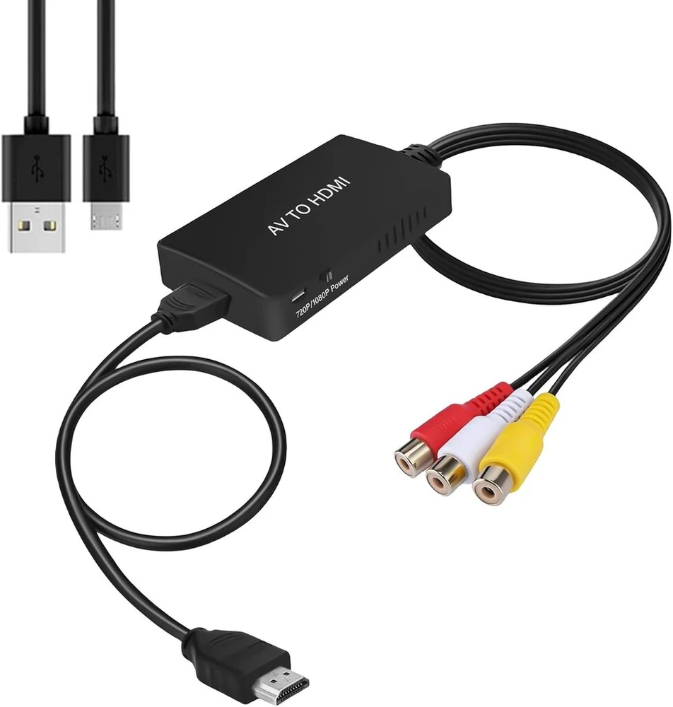 Televizorius Rca į Hdmi konverterio kabelis: Nizirioo Av į Hdmi vaizdo garso konverterio adapteris, 1080p Composite Cvbs Av į Hdmi konverteris, Pal/ntsc suderinamas su Psone/ps2/ps3/stb/XBOX/vhs/vcr/mėlynas-ray Dvd