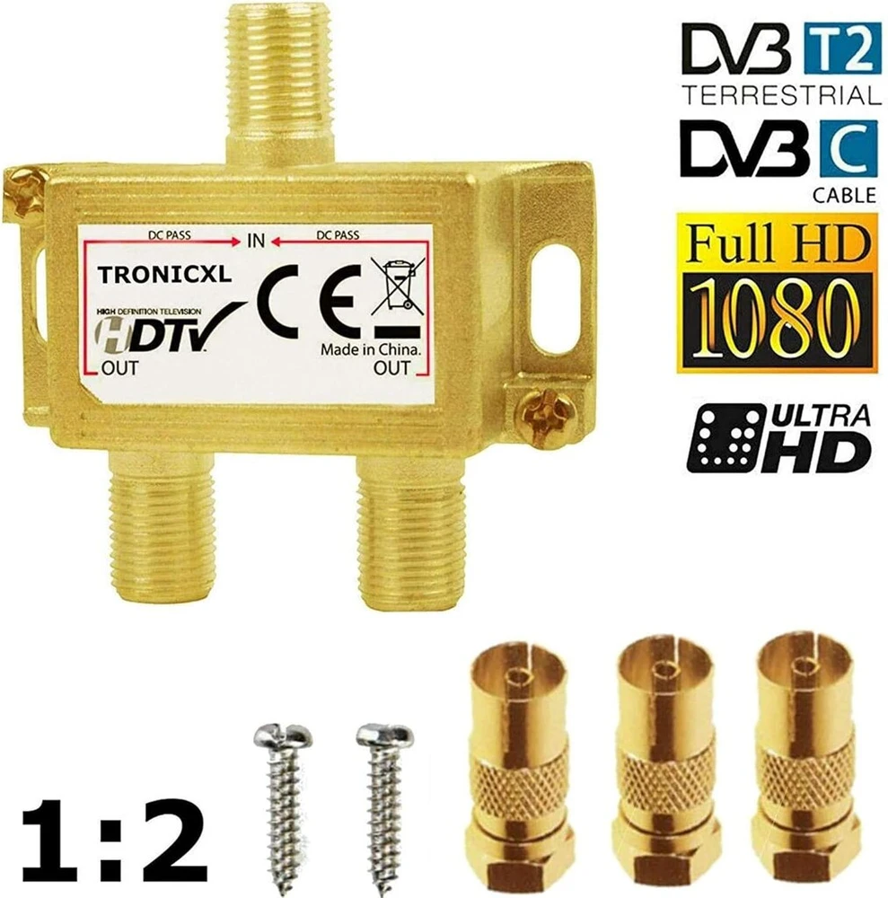 Televizorius Tronicxl Premium koaksialinis antenos skirstytuvas Hd 3d 4k skirstytuvas minkštas skirstytuvas, pvz., skirtas Dvbt Dvbt2 Dvbc Sat Unicable kabelinei televizijai Unitymedia Vodafone Sky Netaachen Primacom kabelinei televizijai Digital Hdtv