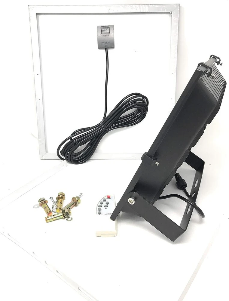 Tempo di saldi 100w smd baltas led prožektorius su saulės baterija, jutikliu ir nuotoliniu valdymu