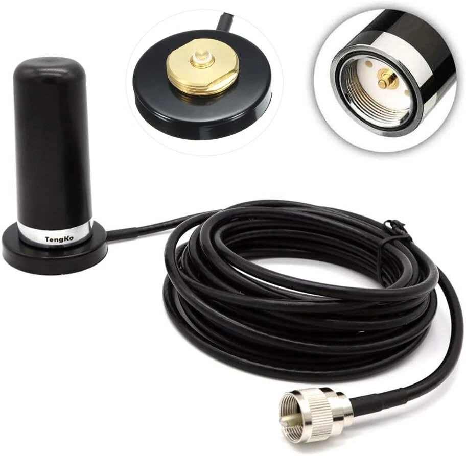 Tengko Nmo dviejų dažnių didelio stiprinimo antena automobilių mobiliajam radijui Uhf Vhf 400–470 136–174 Mhz ir magnetinis pagrindas mobiliesiems radijo imtuvams Pl259 jungtis, skirta Yaesu Kenwood Vertex Icom mobiliesiems radijo imtuvams (juoda)