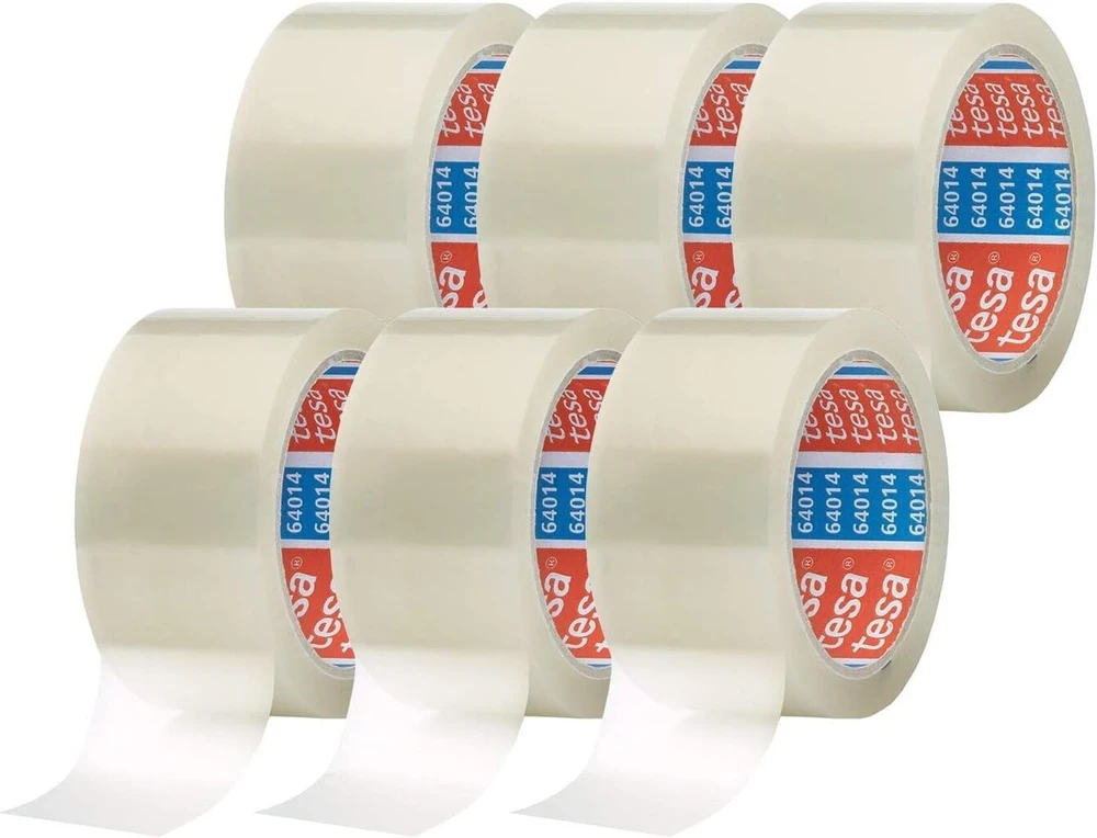 Tesa siuntų pakavimo juostos dozatorius ir tesapack siuntų pakavimo juostų rinkinys - 2 x aukštos kokybės pakavimo juosta su 1 dozatoriumi - skaidri - 66 m x 50 mm (reklaminis rinkinys + 6 atsarginiai ritinėliai)