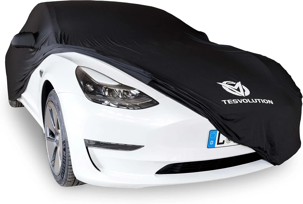Tesvolution® uždangalas tesla modelis 3 2022 + 2023 + 2024 skirtas naudojimui patalpose - automobilio garažo apsauga nuo oro sąlygų, pilnas garažo brezentas, pagamintas iš įbrėžimams atsparios medžiagos