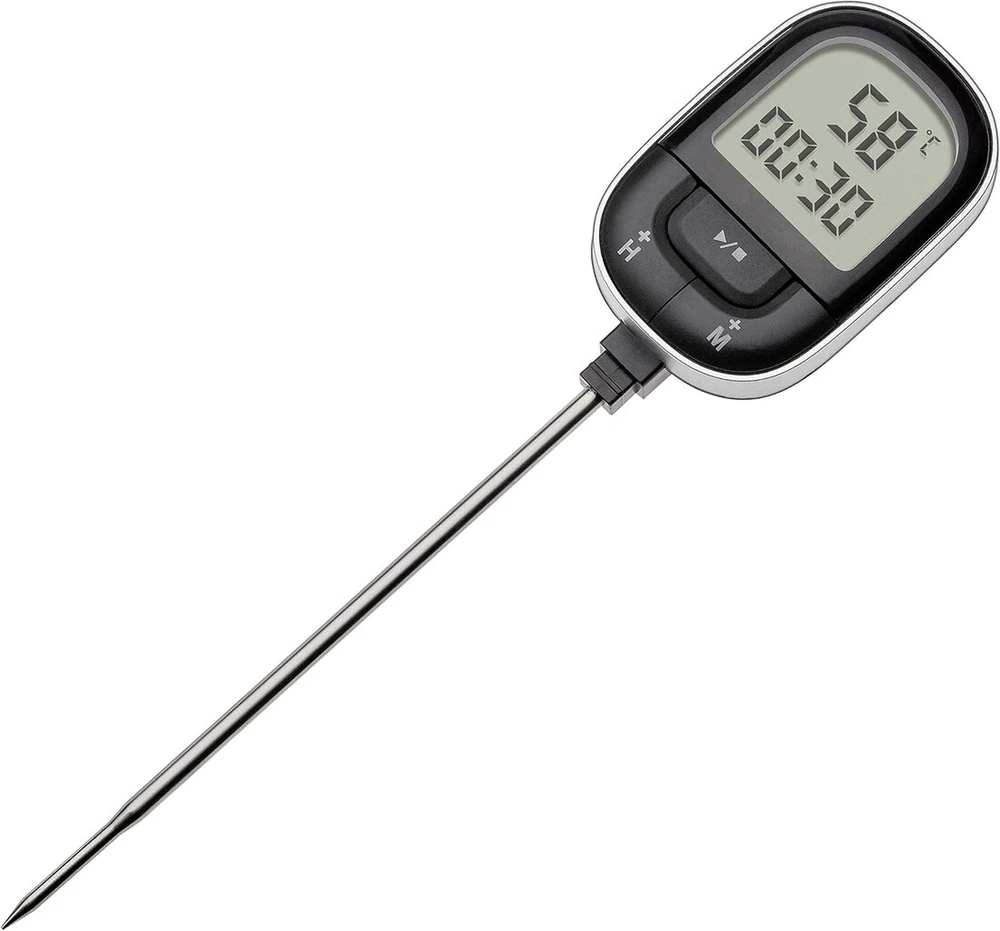 Tfa Dostmann skaitmeninis virtuvės termometras mėsos termometras belaidis 30.1062.01 su laikmačiu ir chronometru pagrindinės temperatūros matavimas juodas plastikas