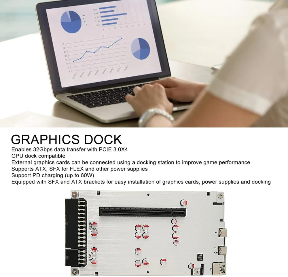 Th3p4g3 grafikos doko stotis išorinė vaizdo plokštė nešiojamam kompiuteriui su pcie3.0x4 40 gbps palaiko atx, sfx for flex ir kitus maitinimo šaltinius, plug and play