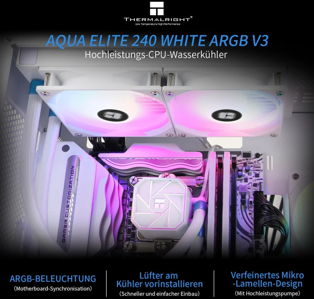 Thermalright Aqua Elite 240 Baltas V3 skystas aušintuvas Cpu