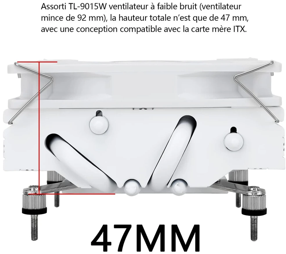 Thermalright Axp90-x47 Baltas žemo profilio cpu oro aušintuvas, 47 mm aukščio, tl-9015w slim pwm ventiliatorius, aghp technologija, skirtas amd am4/intel 1150/1151/1155/1156/1200 (baltas)
