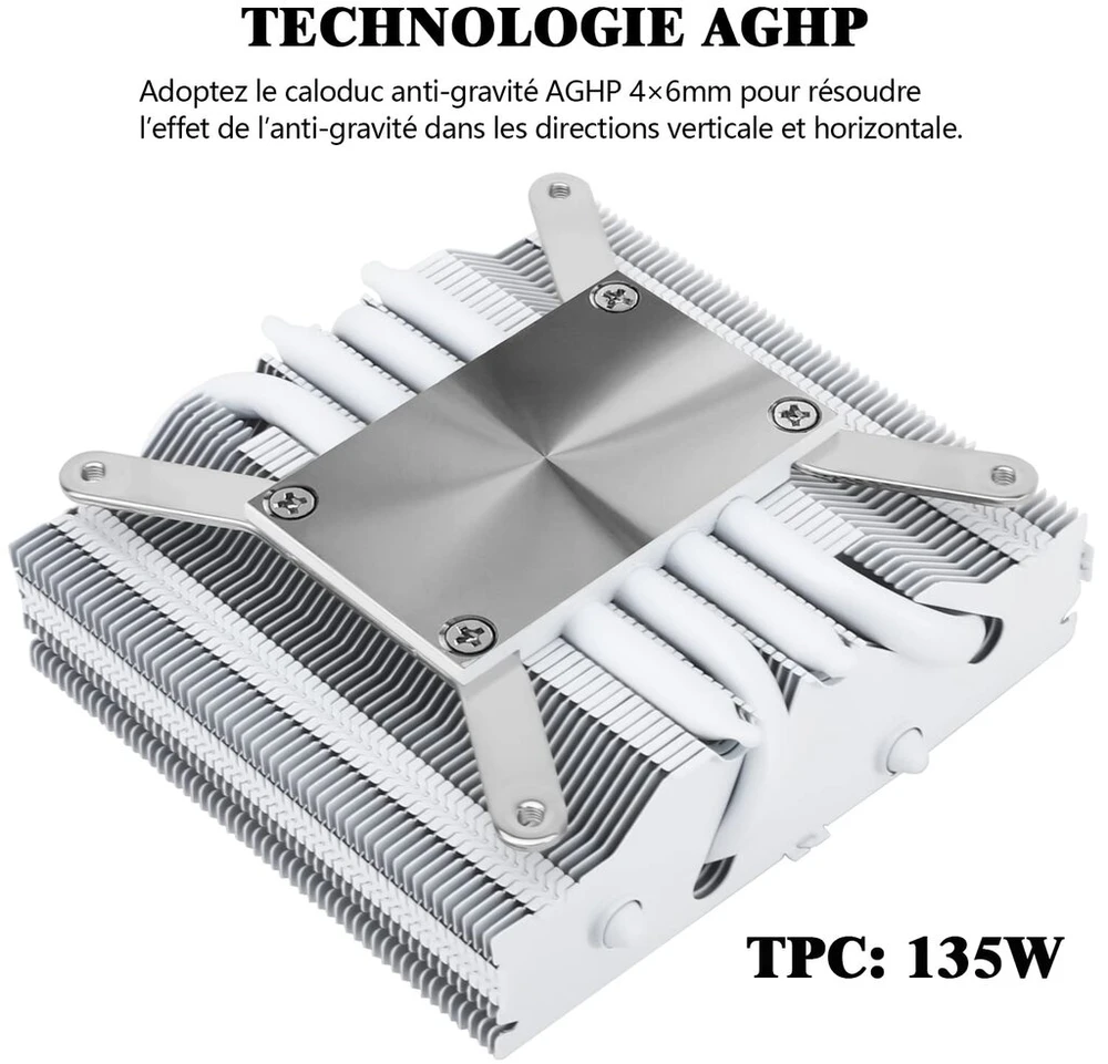 Thermalright Axp90-x47 Baltas žemo profilio cpu oro aušintuvas, 47 mm aukščio, tl-9015w slim pwm ventiliatorius, aghp technologija, skirtas amd am4/intel 1150/1151/1155/1156/1200 (baltas)