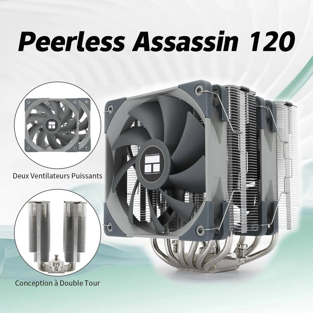 Thermalright Tr Peerless Assassin 120 Cpu aušintuvas, 6 šiluminiai vamzdeliai, dvigubas Tl-c12 120mm Pwm ventiliatorius, Aghp technologija, skirtas Amd Am4 Am5, Intel 1700/1150/1155/1200/2011