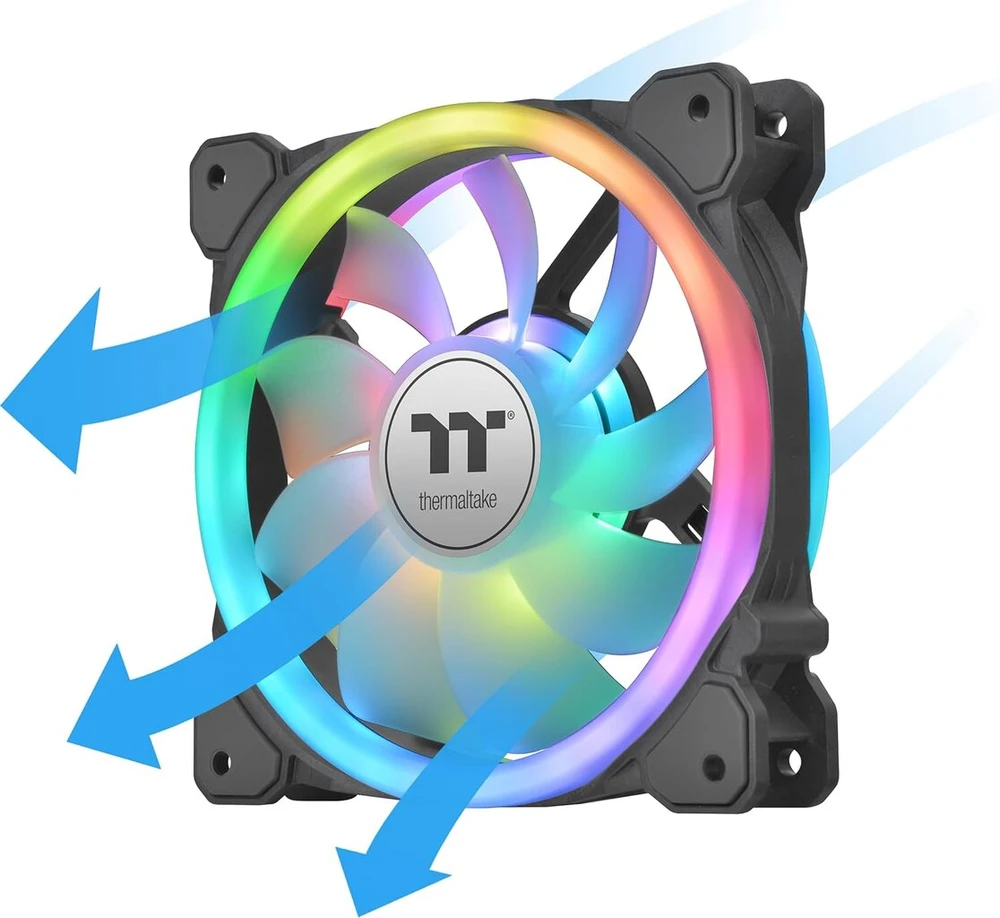Thermaltake Swafan 12 Rgb ventiliatorius, Tt Premium 3 vnt. pakuotė, 120 mm keičiamos ventiliatoriaus mentės, juodas
