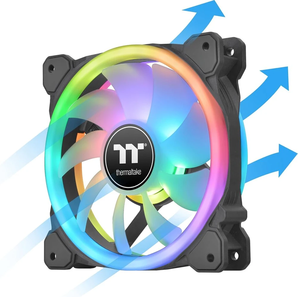 Thermaltake Swafan 12 Rgb ventiliatorius, Tt Premium 3 vnt. pakuotė, 120 mm keičiamos ventiliatoriaus mentės, juodas