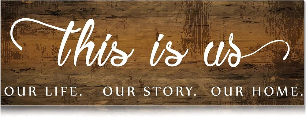 This is Us medinis sienos ženklas įkvėpimas sodybos įėjimas kaimiškos sienos lentelės menas su juokingomis citatomis (medžio spalva)
