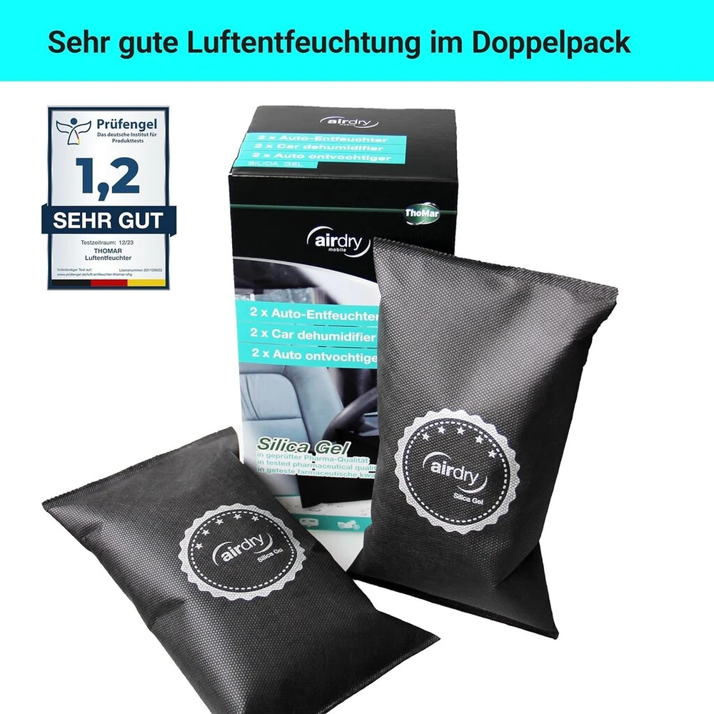 Thomar 370158 Airdry silikagelis | Automobilinis oro sausintuvas | 1,5kg (2 x 750 g) sausintuvo pagalvėlė su silikageliu | Oro sausintuvas