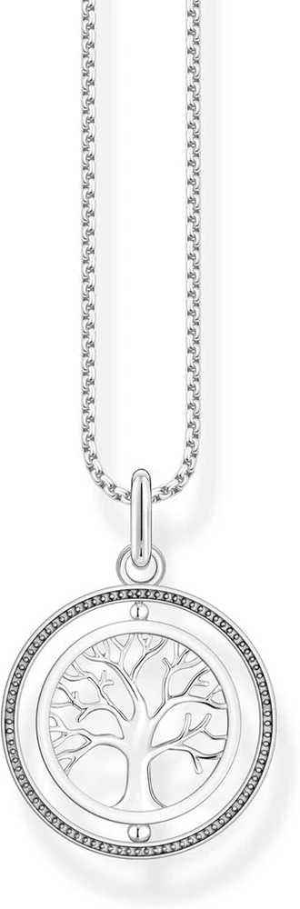 Thomas Sabo Ke2148-643-14-l45v moteriškas kaklo papuošalas su gyvybės medžio pakabuku iš 925 sidabro su kubiniu cirkoniu, ilgis: 40 cm-45 cm, sidabrinis, be brangakmenių