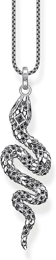 Thomas Sabo Pe945-643-11 vyriškas pakabukas gyvatė su juodais cirkonio akmenimis, 925 sidabras, pajuodintas, matmenys 56 x 15 mm, sidabras, kubinis cirkonis