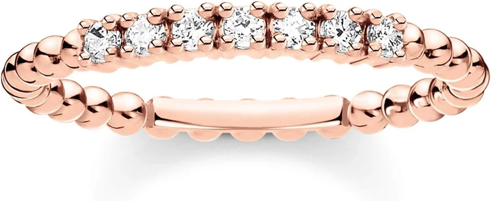 Thomas Sabo žiedas su baltais akmenimis, padengtas rožiniu auksu, sidabras Tr2323-416-14-54, sidabras, kubinis cirkonis