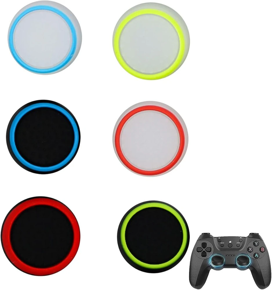 Thumbstick dangteliai, 6 dalių išgaubtų thumb grip dangtelių rinkinys, thumbstick dangtelių rankena, silikoninės lazdelės, vairasvirtės apsaugos priedai, žaidimų priedai, valdiklio priedai, skirti ps5 ps4 XBOX one series x/s