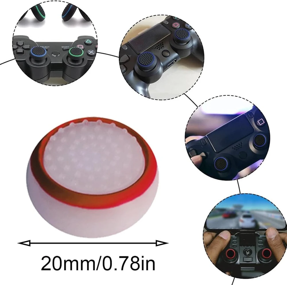 Thumbstick dangteliai, 6 dalių išgaubtų thumb grip dangtelių rinkinys, thumbstick dangtelių rankena, silikoninės lazdelės, vairasvirtės apsaugos priedai, žaidimų priedai, valdiklio priedai, skirti ps5 ps4 XBOX one series x/s