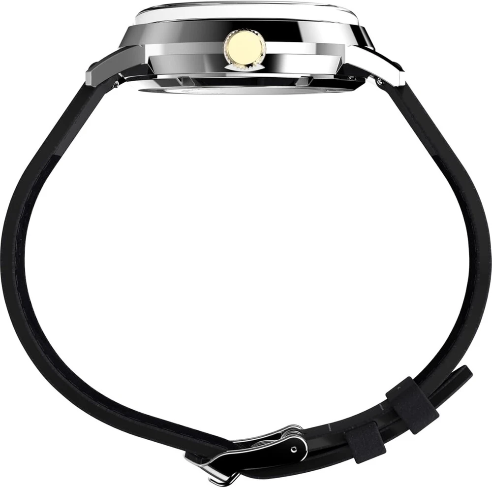 Timex Marlin Automatic vyriškas laikrodis 40mm juodas dviejų dalių odinis greito atsegimo juodas ciferblatas nerūdijančio plieno korpusas Tw2w33900, juodas/juodas/nerūdijančio plieno, apyrankė