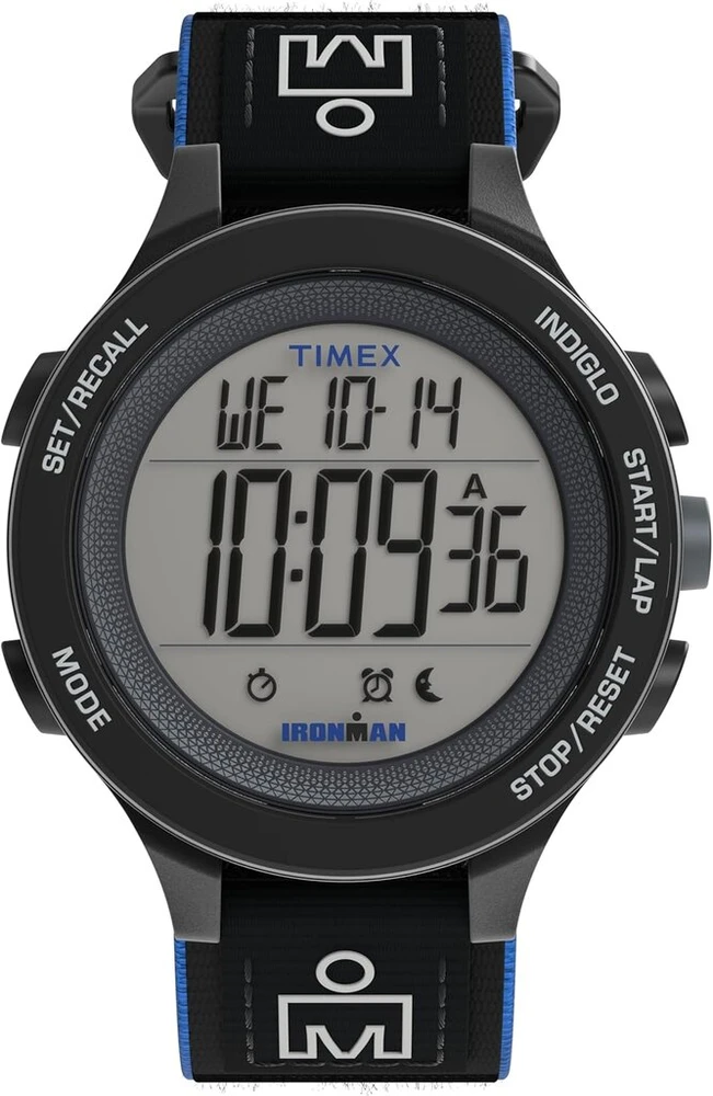 Timex Tw5m64100 vyriškas skaitmeninis kvarcinis laikrodis su elastine medžiagine apyranke, juodas, Tw5m64100-amzuk