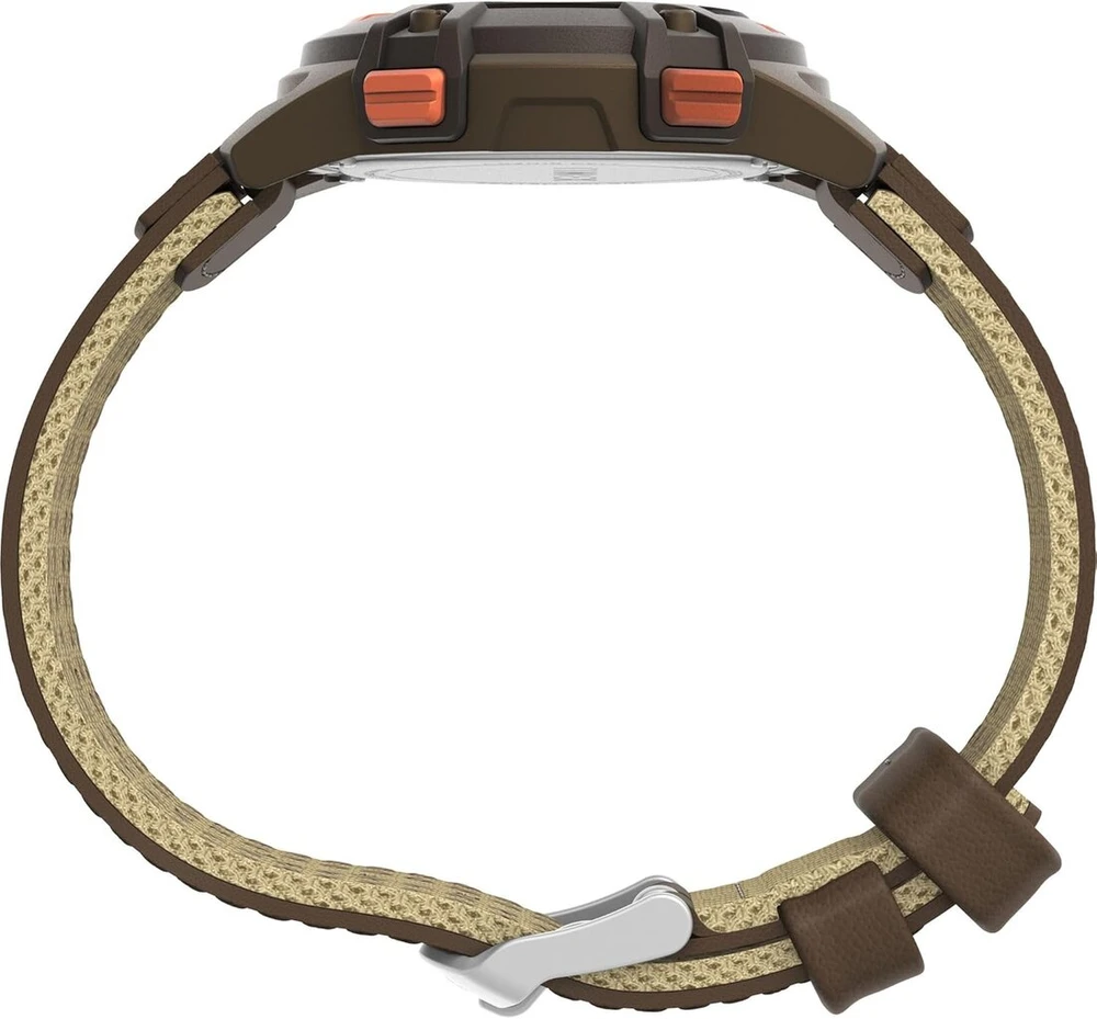 Timex vyriškas Expedition Cat5 41mm laikrodis - rudas odinis dirželis, skaitmeninis ciferblatas, rudas korpusas