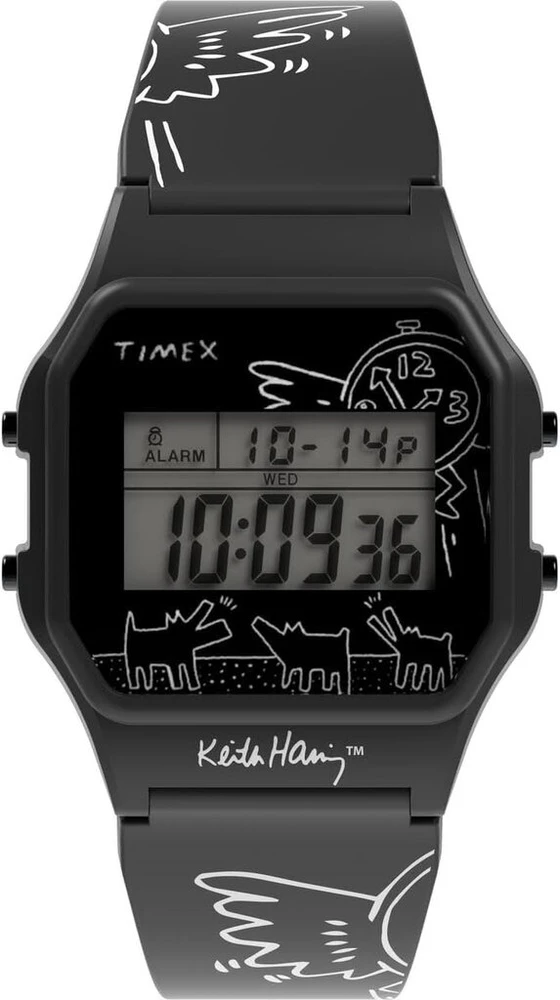Timex vyriškas skaitmeninis laikrodis T80 x Keith Haring, juodas, apyrankė