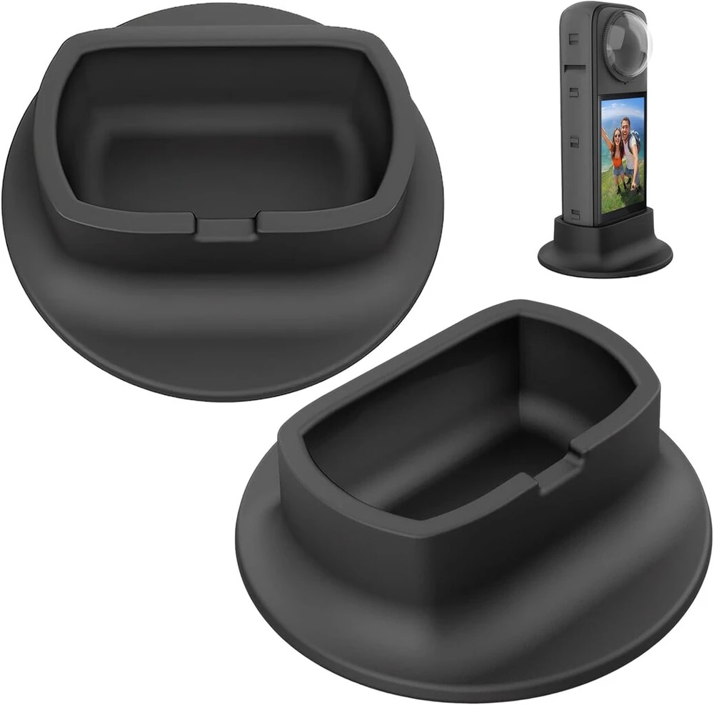 Tinka insta360x4 priedams, 2 atraminiai pagrindai, silikoninis pagrindas, suderinamas su insta 360 laikikliu, silikoninis laikiklis, stabilus stalinio kompiuterio laikiklis, neslystantis, suderinamas su insta360x4 laikiklio pagrindu (juodas)
