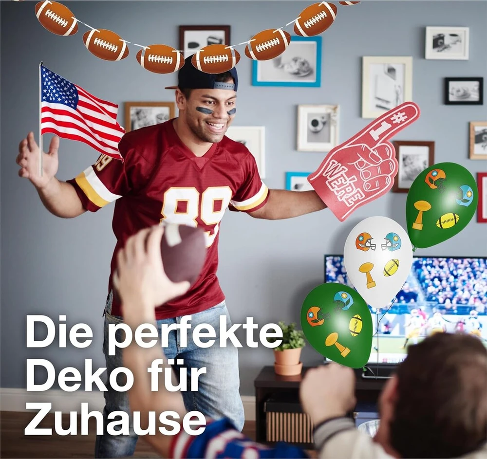 Tk Group Timo Klingler Xxl Super Bowl amerikietiško futbolo dekoracijų rinkinys, daugiau nei 100 vienetų, balionai, girlianda, konfeti ir daug daugiau