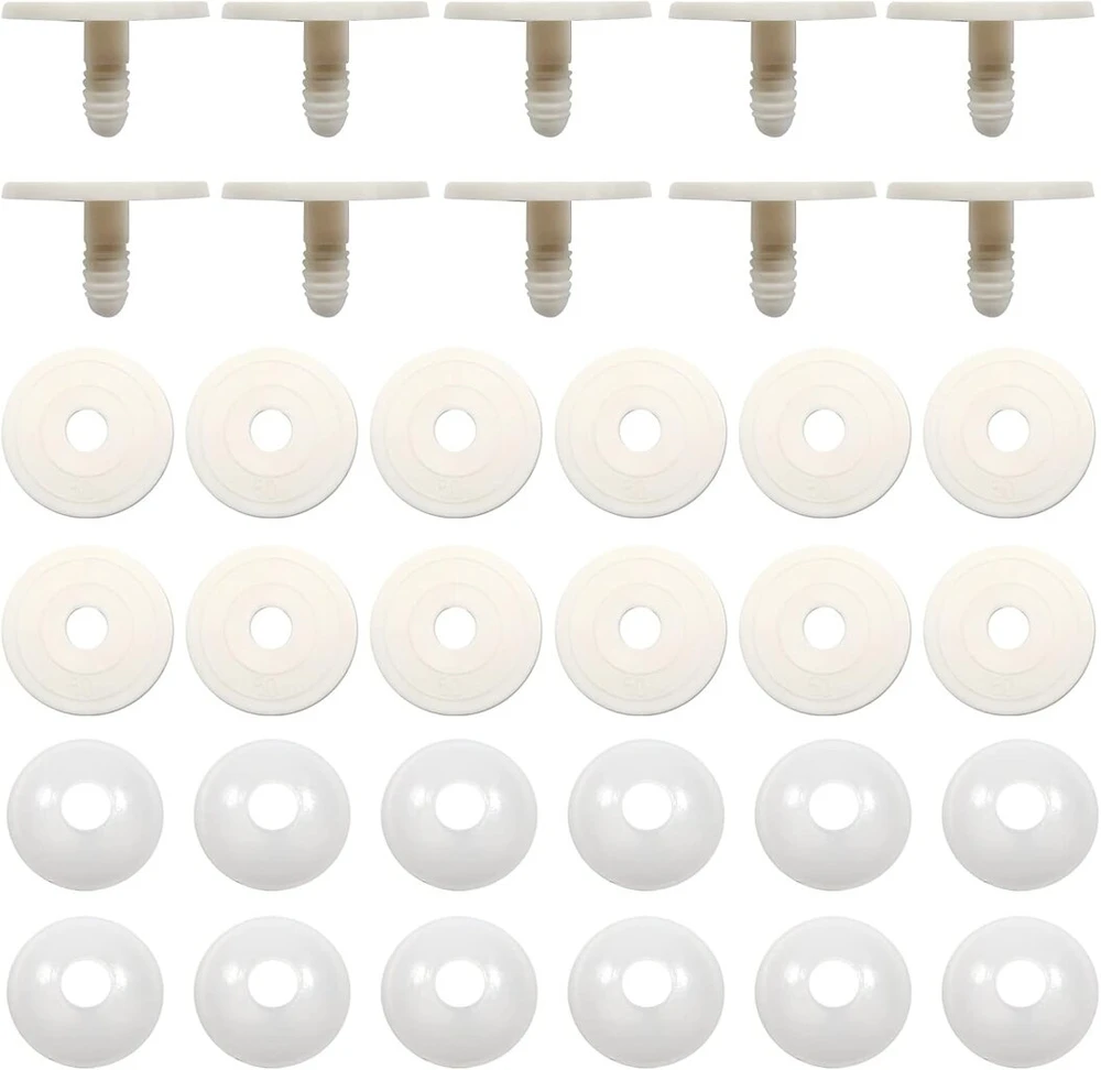Toaob 20 rinkinių lėlių jungtys, meškiuko jungtys, baltos plastikinės lėlių jungtys, gyvūnų jungtys, 50 mm jungčių diskai, "pasidaryk pats" lėlių gamybos priedai lėlėms, nertiems gyvūnams, rankdarbių reikmenys