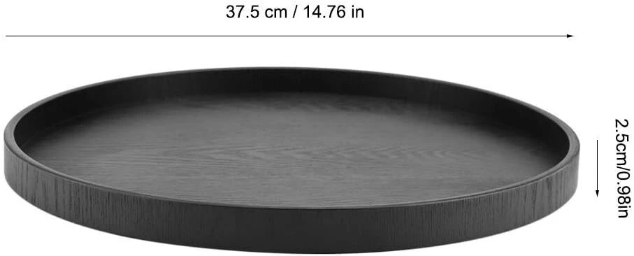 Topincn apvalios formos padėklas iš medžio masyvo maisto patiekalams, arbatai, kavai, užkandžiams, namų virtuvės restoranų padėklai 37,5 cm