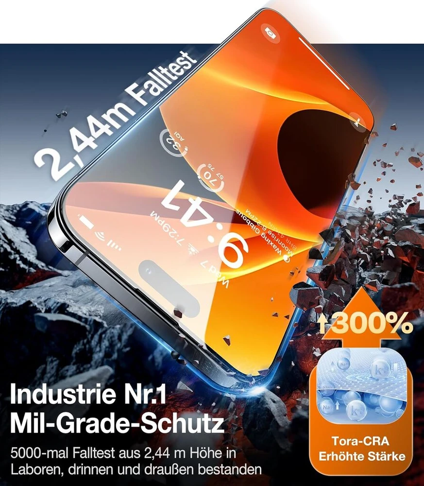 Torras pilnas ekranas, skirtas iphone 15 pro, grūdintas stiklas, aukščiausios kokybės apsauginis stiklas nuo dūžių, iphone 15 pro ekrano apsauga 9h+ plėvelė [automatinis montavimas] apsauga nuo pirštų atspaudų, 2 vnt.