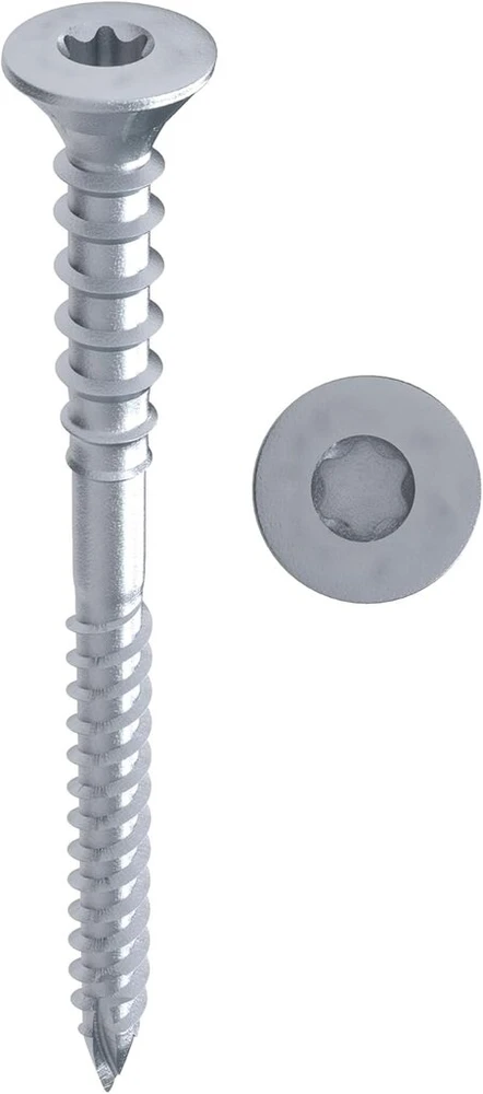 Tox tarpinės varžtai su galvute 6.0 x 80 mm, cinkuoto plieno tarpinis varžtas, milimetro tikslumo medinių konstrukcijų išlyginimas, tx30, 100 vnt. pakuotė, įskaitant 1x antgalį, 114140416080