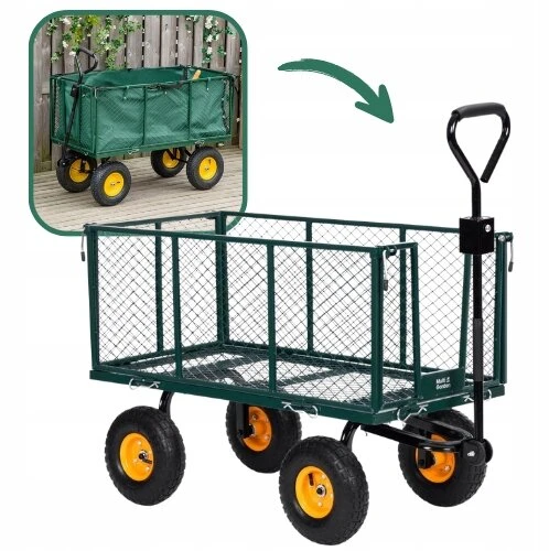 Transportinis sodo vežimėlis max 400 kg atidaromi šonai pripučiami ratai