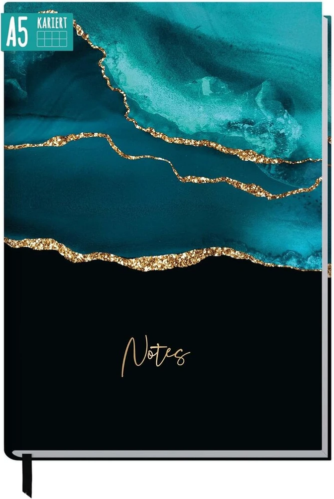 Trendstuff by Häfft A5 formato sąsiuvinis kvadratu "shiny Teal" - 124 puslapiai, 62 lapai - idealiai tinka kaip dienoraštis, kulkinis žurnalas, idėjų knyga, rašymo knyga - tvarus ir draugiškas klimatui