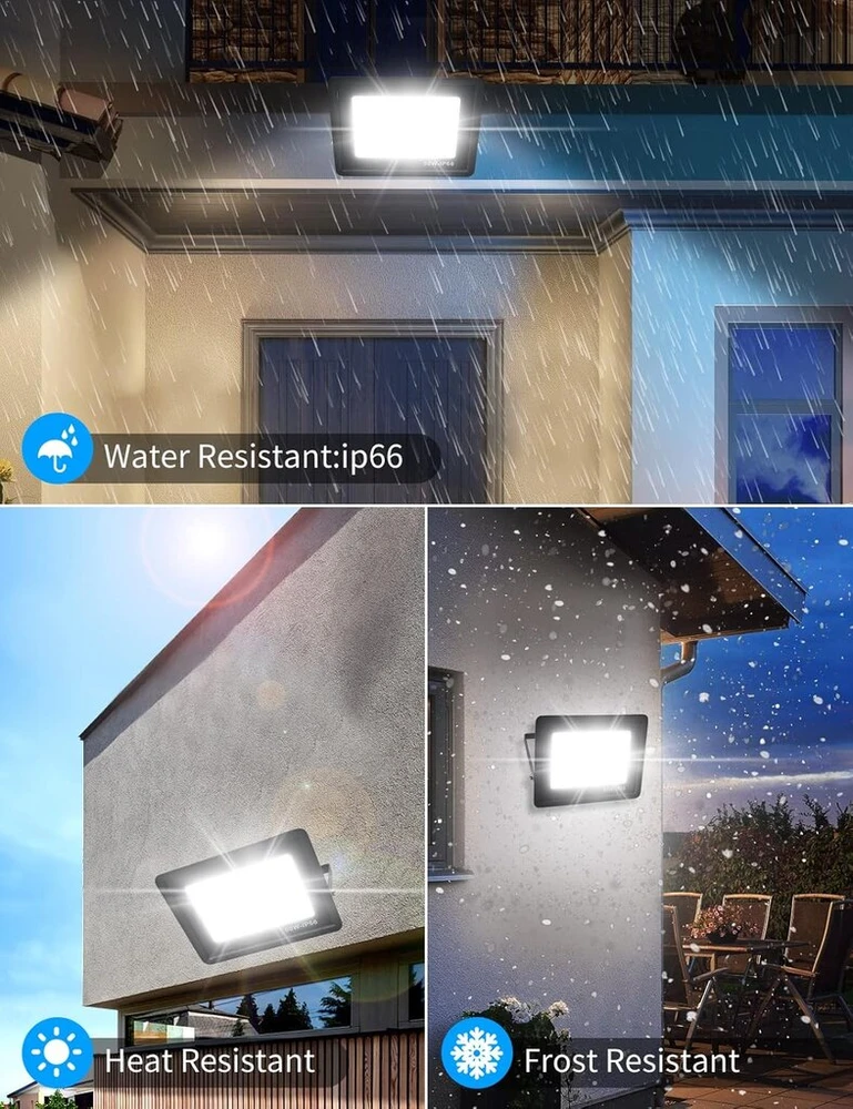 Treoir led lauko prožektorius 50 w, led prožektorius, 5000 lm, itin ryškus led prožektorius, 6000 k cool baltas ip66 vandeniui atsparus led lauko prožektorius kiemui, važiuojamajai daliai, garažui, prieškambariui, sodui